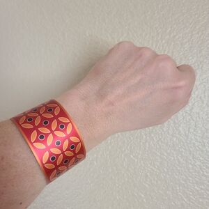 jill main new zealand cuff bracelet lightweight aluminum red and orange handmade